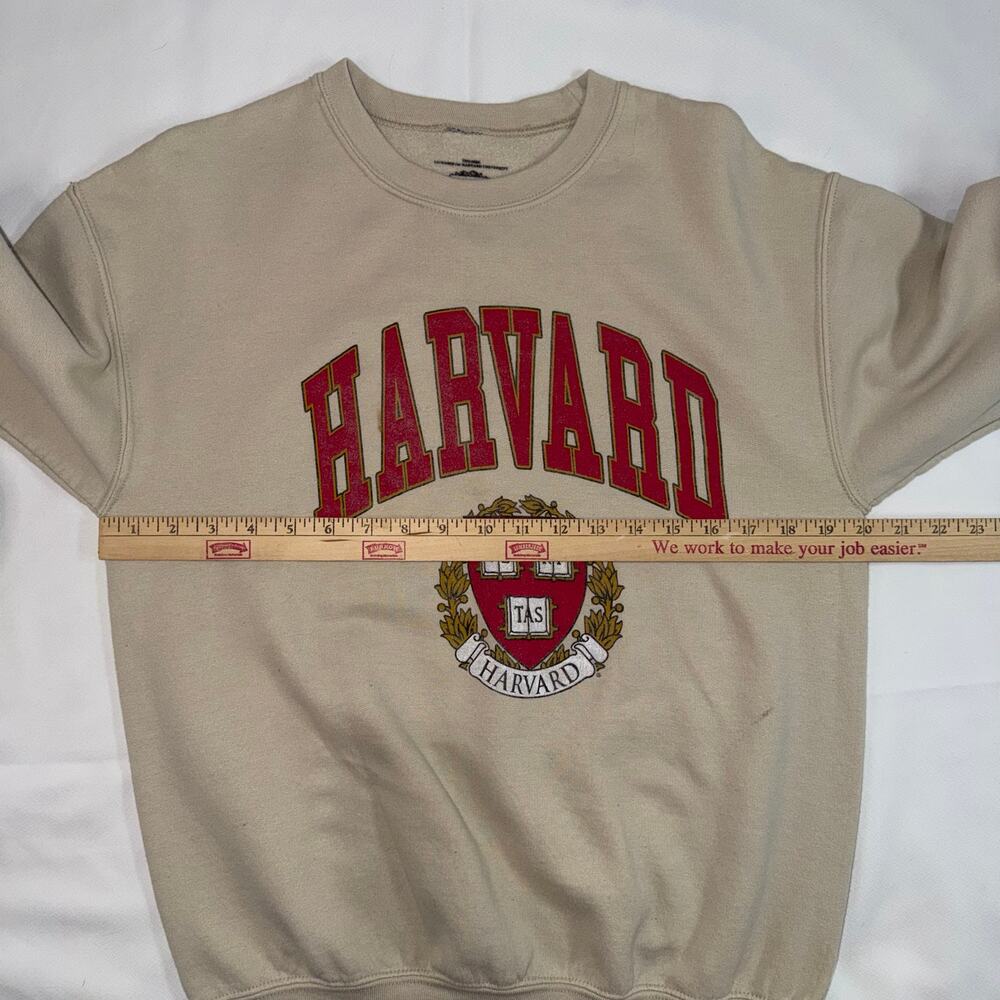 Cream Red Harvard University Collegiate Graphic Long Sleeve Crew Neck Medium - Picture 12 of 12